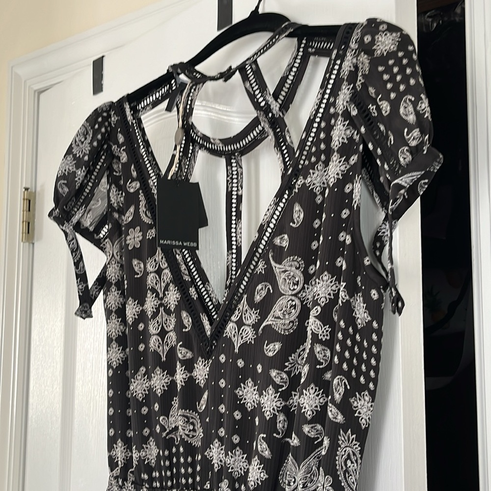 VERONICA WEBB LADIES BLACK WHITE NYLA PRINT DRESS-M - Picture 8 of 9